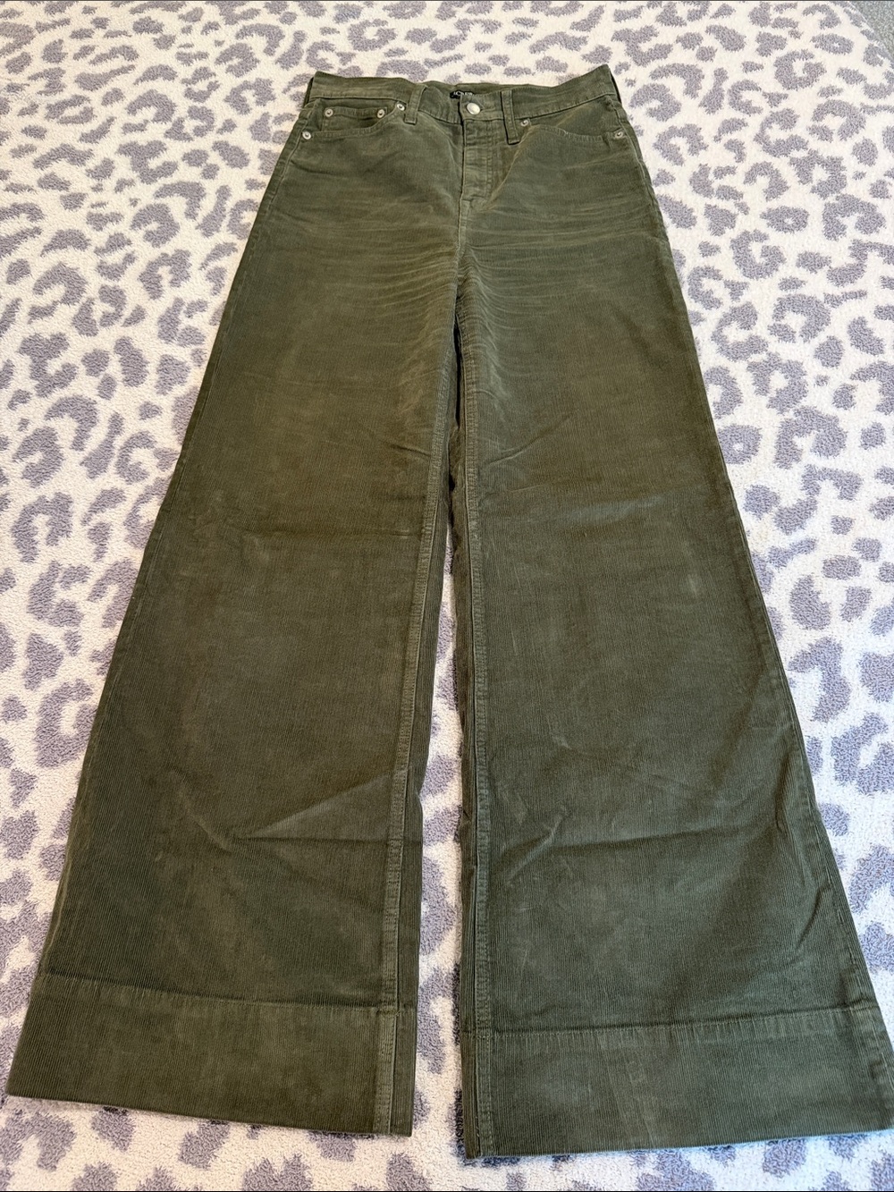 J. Crew Olive Green Wide-Leg Corduroy Jeans